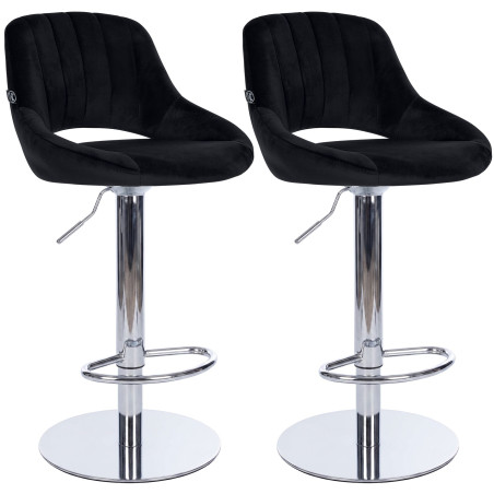 Ensemble de 2 tabourets de bar HD Milet C en velours noir