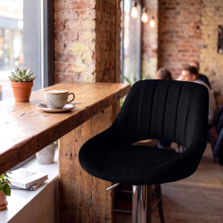 Ensemble de 2 tabourets de bar HD Milet C en velours noir