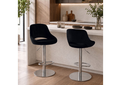 Ensemble de 2 tabourets de bar HD Milet C en velours noir