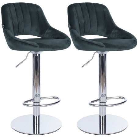Ensemble de 2 tabourets de bar HD Milet C en velours gris foncé