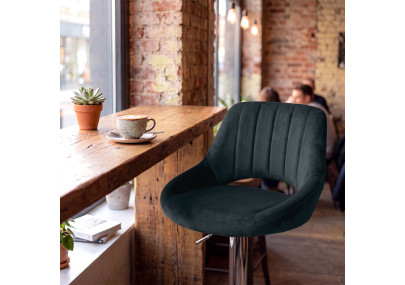Ensemble de 2 tabourets de bar HD Milet C en velours gris foncé