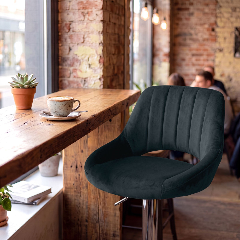 Ensemble de 2 tabourets de bar HD Milet C en velours gris foncé