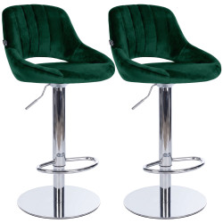 Ensemble de 2 tabourets de bar HD Milet C en velours vert