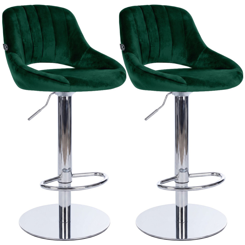 Ensemble de 2 tabourets de bar HD Milet C en velours vert