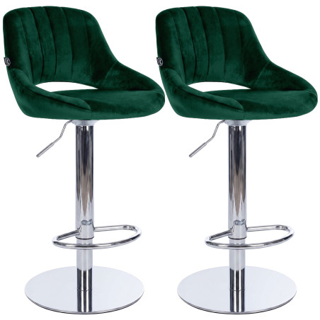 Ensemble de 2 tabourets de bar HD Milet C en velours vert