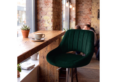 Ensemble de 2 tabourets de bar HD Milet C en velours vert