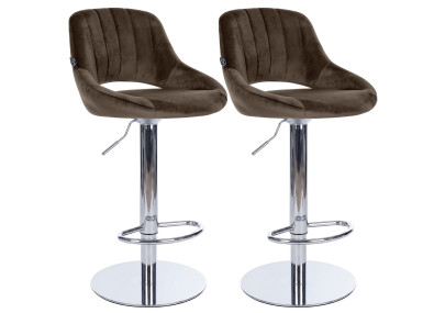 Ensemble de 2 tabourets de bar HD Milet C en velours brun