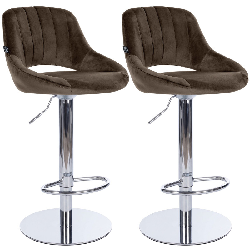 Ensemble de 2 tabourets de bar HD Milet C en velours brun
