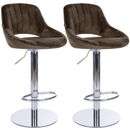 Ensemble de 2 tabourets de bar HD Milet C en velours brun