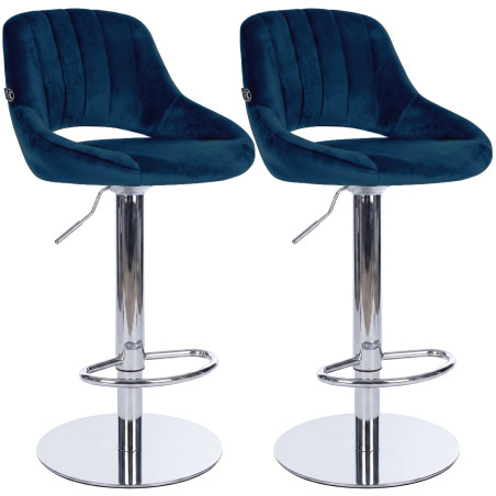 Ensemble de 2 tabourets de bar HD Milet C en velours bleu