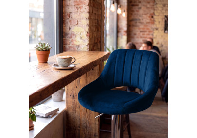 Ensemble de 2 tabourets de bar HD Milet C en velours bleu