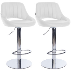 Ensemble de 2 tabourets de bar HD Milet C, similicuir blanc