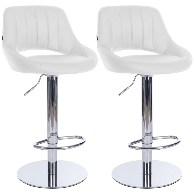 Ensemble de 2 tabourets de bar HD Milet C, similicuir blanc