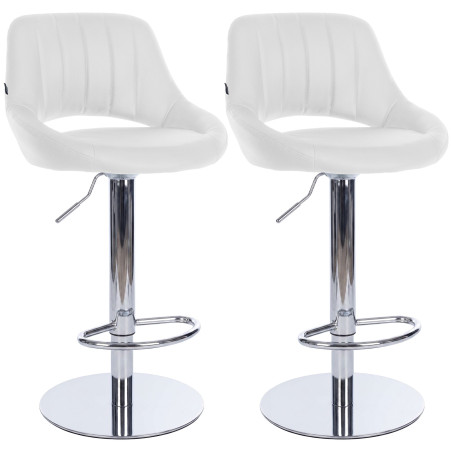 Ensemble de 2 tabourets de bar HD Milet C, similicuir blanc