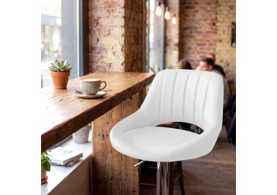 Ensemble de 2 tabourets de bar HD Milet C, similicuir blanc