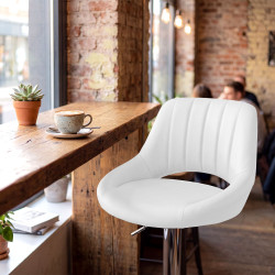 Ensemble de 2 tabourets de bar HD Milet C, similicuir blanc