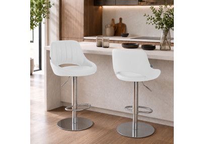 Ensemble de 2 tabourets de bar HD Milet C, similicuir blanc