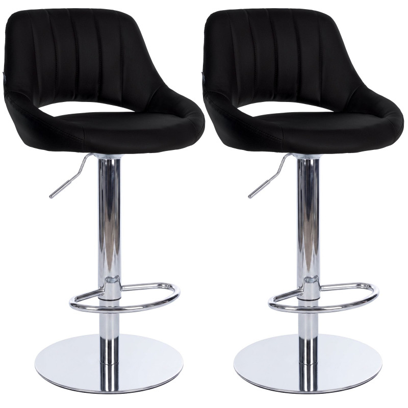 Ensemble de 2 tabourets de bar HD Milet C, similicuir noir