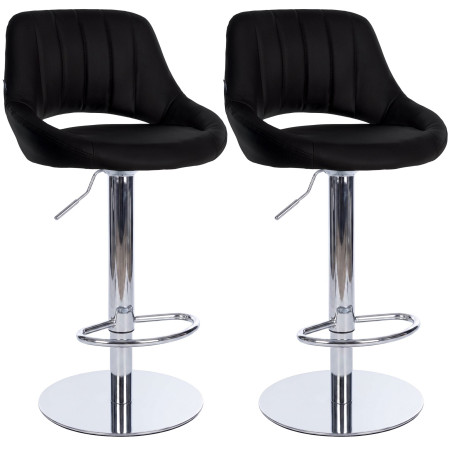 Ensemble de 2 tabourets de bar HD Milet C, similicuir noir