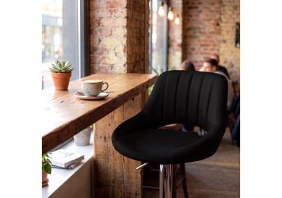 Ensemble de 2 tabourets de bar HD Milet C, similicuir noir