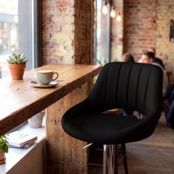 Ensemble de 2 tabourets de bar HD Milet C, similicuir noir