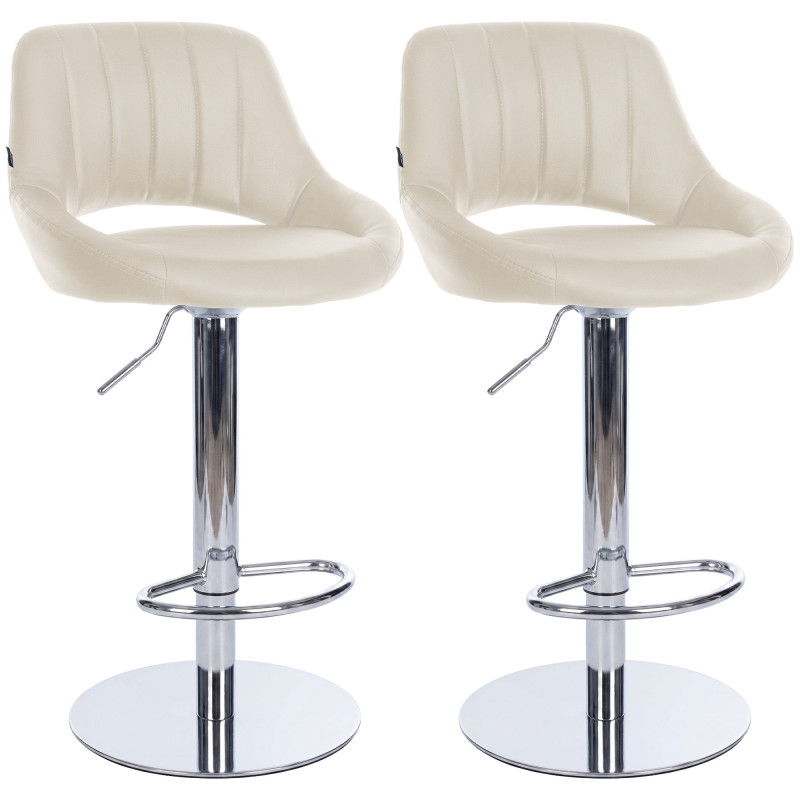 Ensemble de 2 tabourets de bar HD Milet C, similicuir crème