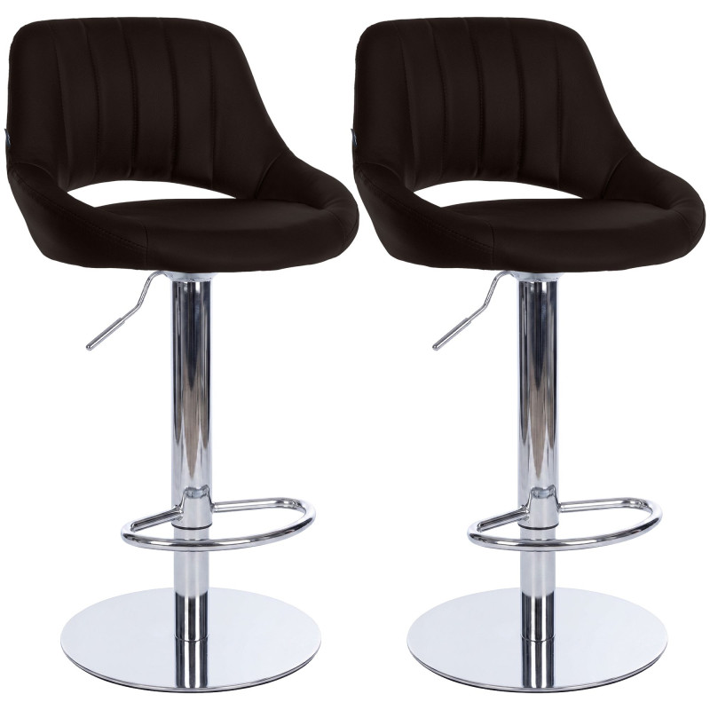Ensemble de 2 tabourets de bar HD Milet C, similicuir brun