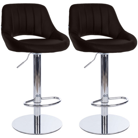 Ensemble de 2 tabourets de bar HD Milet C, similicuir brun