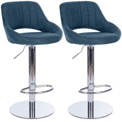 Ensemble de 2 tabourets de bar HD Milet C en tissu bleu