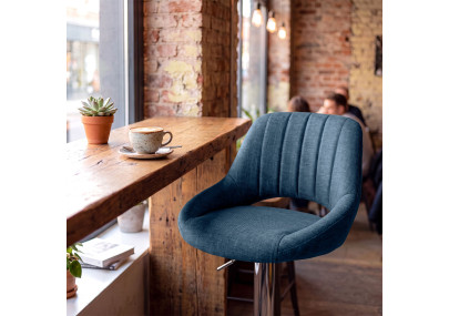 Ensemble de 2 tabourets de bar HD Milet C en tissu bleu