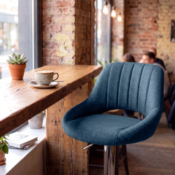 Ensemble de 2 tabourets de bar HD Milet C en tissu bleu