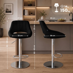 Ensemble de 2 tabourets de bar HD Milet C en tissu gris foncé