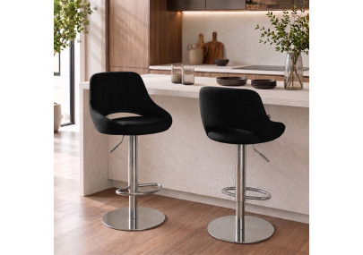 Ensemble de 2 tabourets de bar HD Milet C en tissu gris foncé