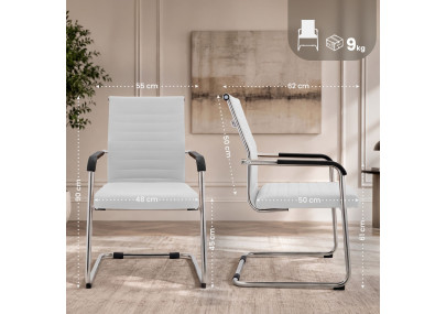 Ensemble de 2 chaises visiteurs Hakon blanc