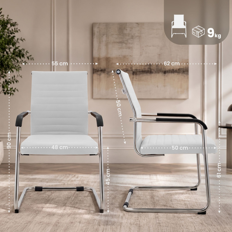Ensemble de 2 chaises visiteurs Hakon blanc