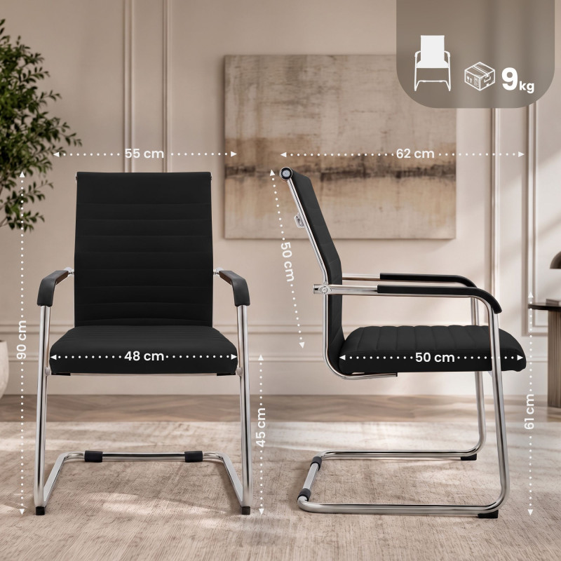 Ensemble de 2 chaises visiteurs Hakon noir