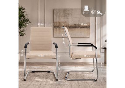 Ensemble de 2 chaises visiteurs Hakon crème