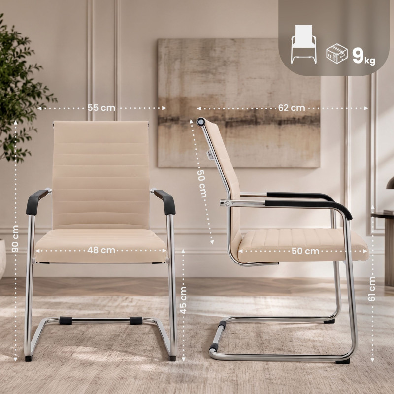 Ensemble de 2 chaises visiteurs Hakon crème