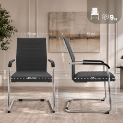 Ensemble de 2 chaises visiteurs Hakon gris