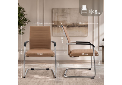 Ensemble de 2 chaises visiteurs Hakon brun clair