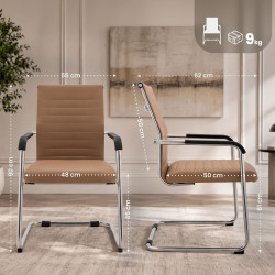 Ensemble de 2 chaises visiteurs Hakon brun clair
