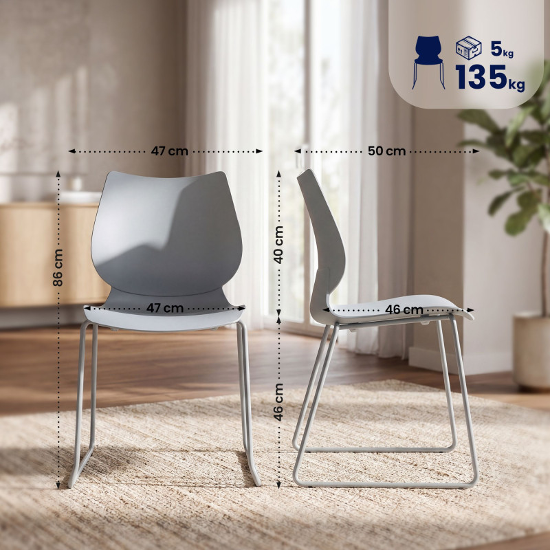 Ensemble de 4 chaises Houma gris