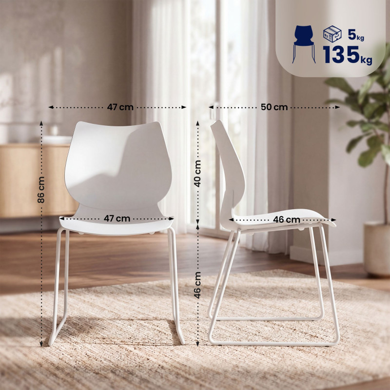 Ensemble de 4 chaises Houma blanc