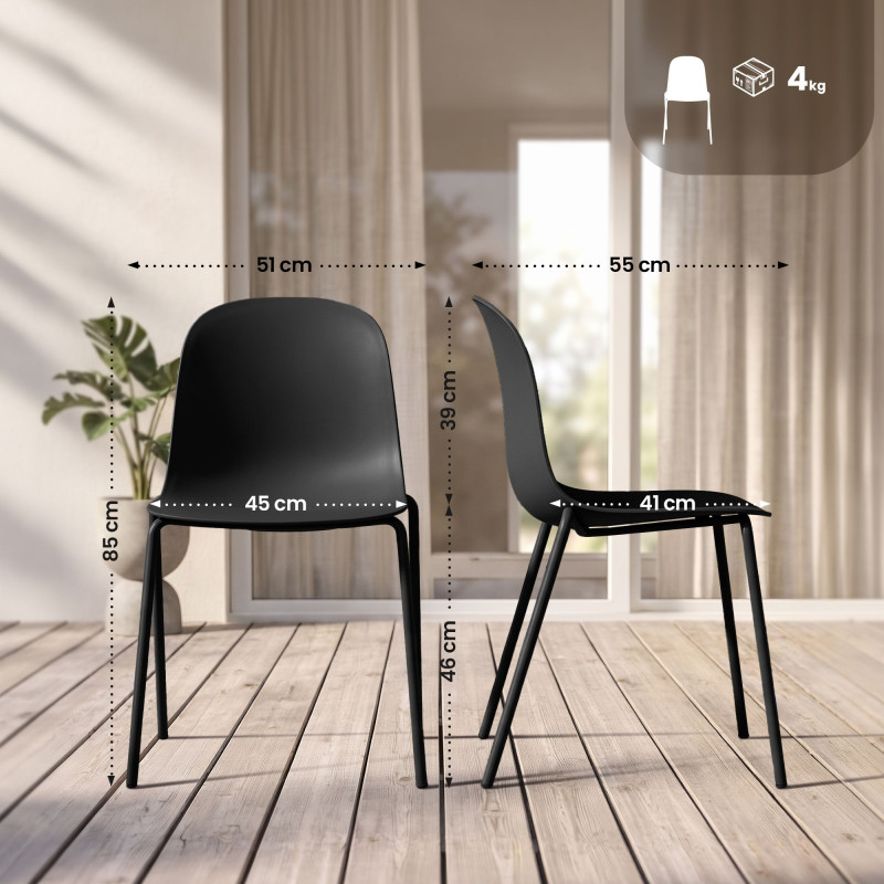Ensemble de 2 chaises Hardin, noires