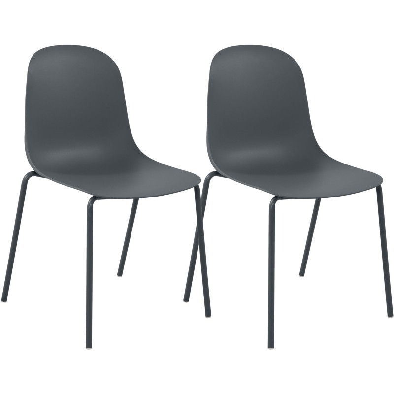 Ensemble de 2 chaises Hardin, gris foncé