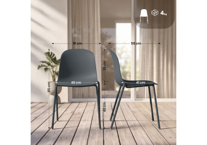 Ensemble de 2 chaises Hardin gris foncé
