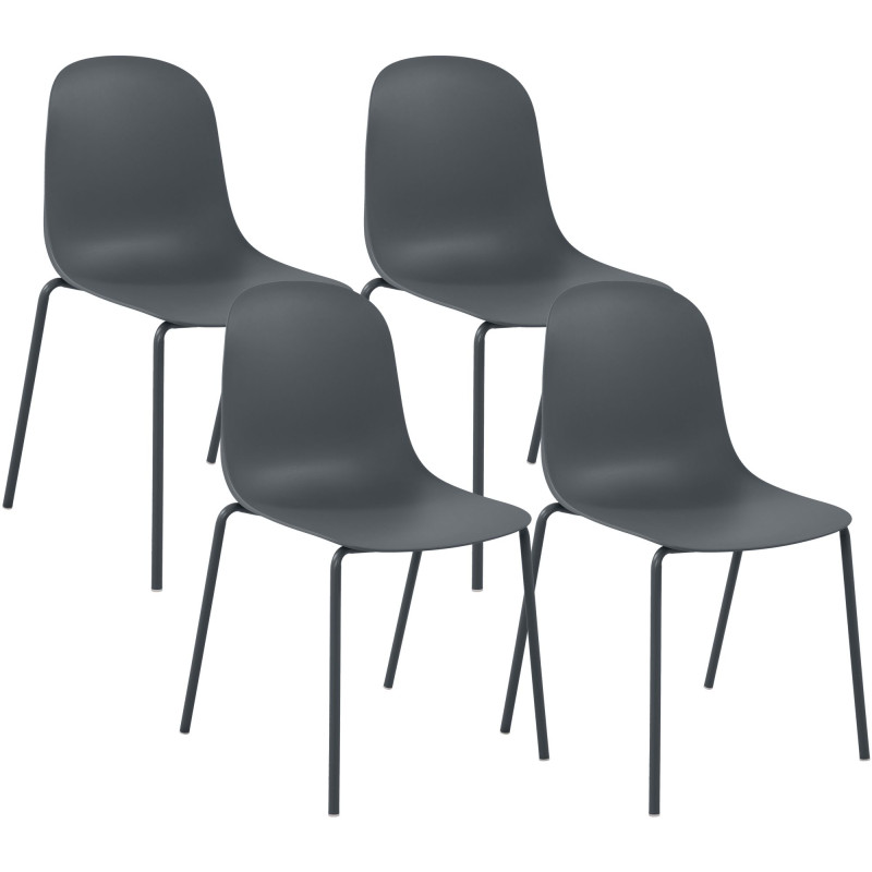 Ensemble de 4 chaises Hardin gris foncé