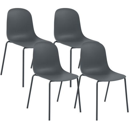 Ensemble de 4 chaises Hardin gris foncé