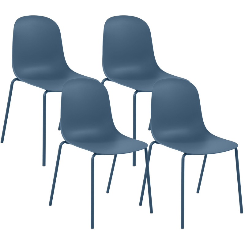 Ensemble de 4 chaises Hardin bleu