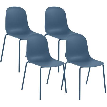 Ensemble de 4 chaises Hardin bleu